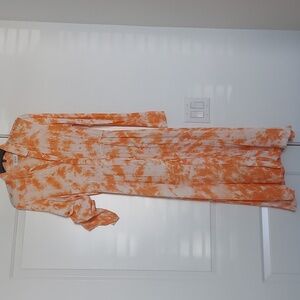 S/W/F Tie Dye Midi Dress Orange White M